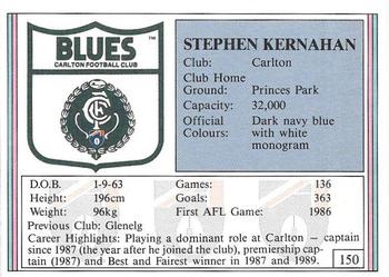 1992 AFL Regina #150 Stephen Kernahan Back